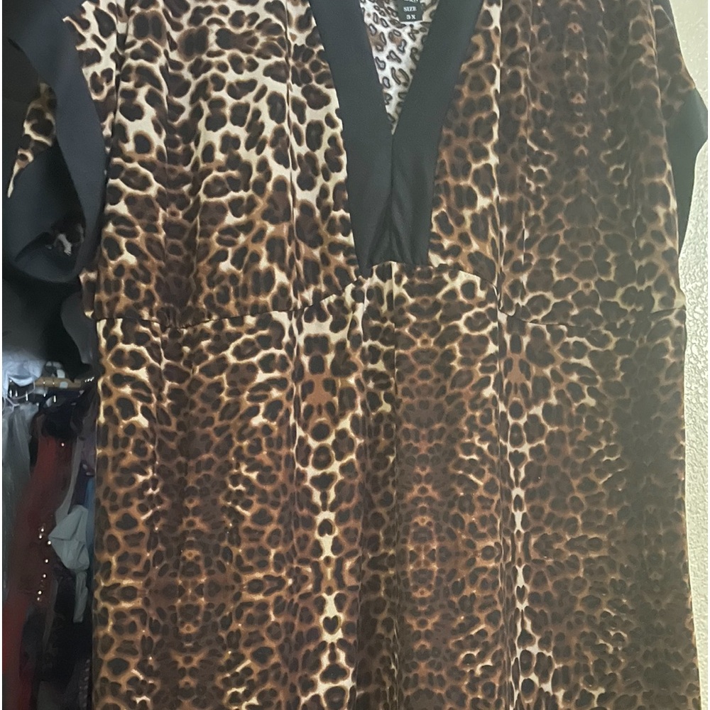 Plus size leopard shirt dress